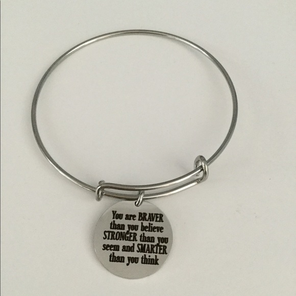 PinkBox Solid StainlessSteel Bangle-You are braver - Picture 2 of 3